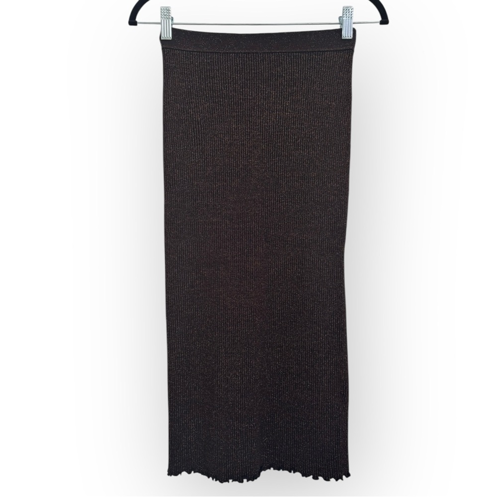 ALEXANDER WANG $385 Retail Brown Ribbed Knit Maxi Skirt, Size Small - Picture 9 of 14